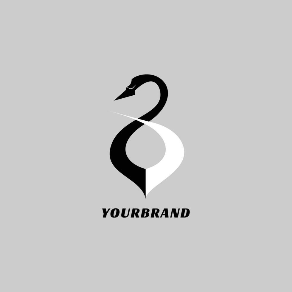 modern swan logo icon in black and white minimalist concept design vector business branding