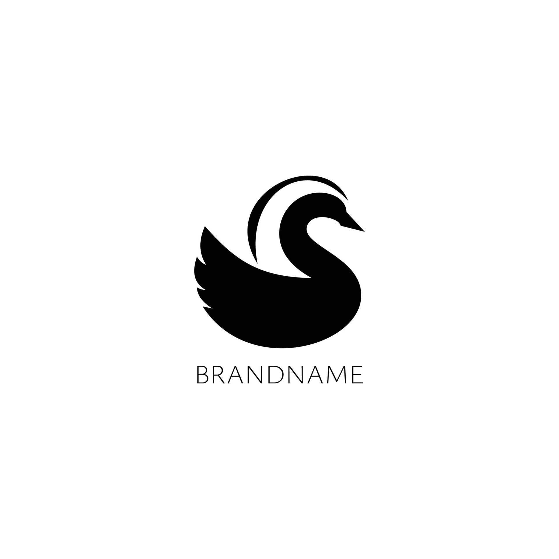 swan logo icon in black and white minimal simple modern style business ...