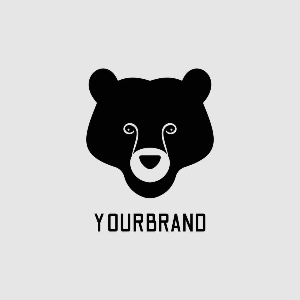 modern bear logo icon in black silhouette minimalist concept design vector business branding