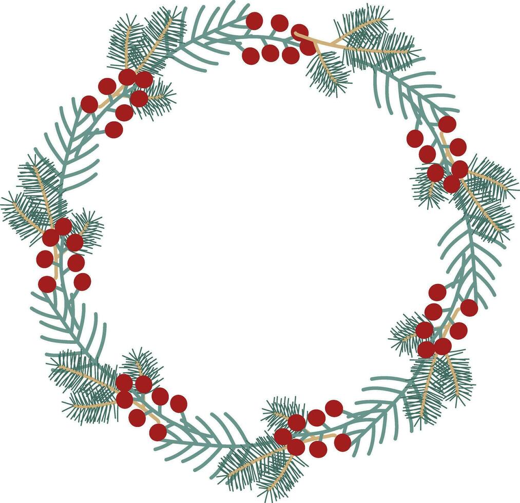 Christmas wreath frame. Hand drawn style illustration. vector