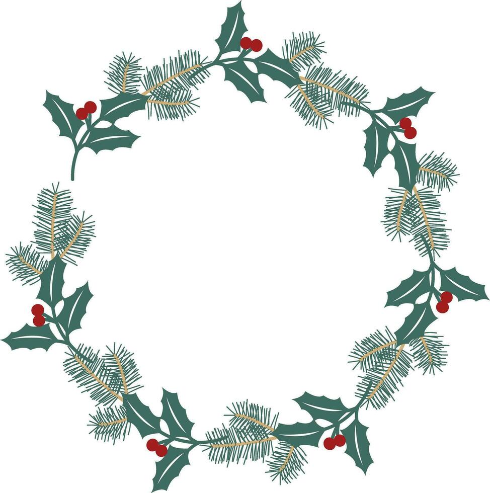 Christmas wreath frame. Hand drawn style illustration. vector