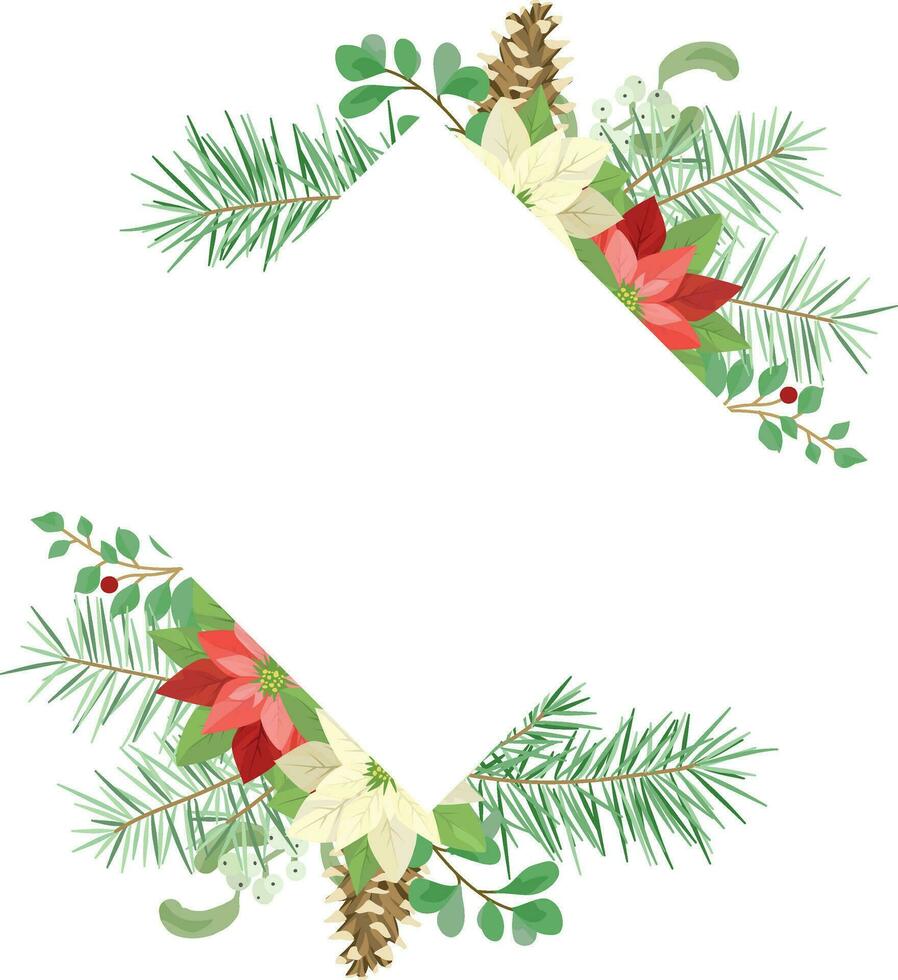 Christmas frame template with poinsettia leaf wreath. 30769207 Vector