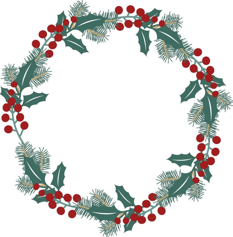 Christmas wreath frame. Hand drawn style illustration. vector