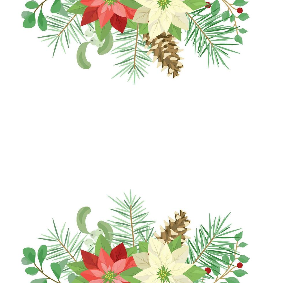 christmas element decoration with poinsettia vector