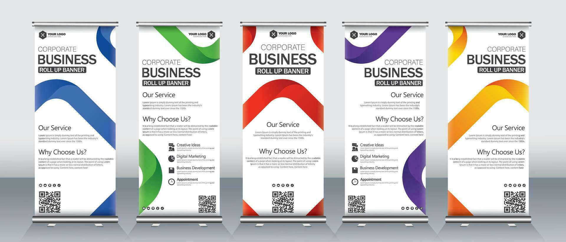 Abstract roll up banner design for business events vector