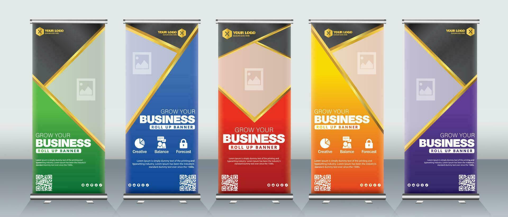 Roll up banner design for events, presentations, meetings, annual meetings vector