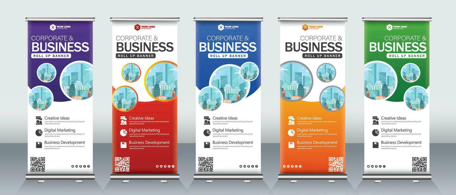 Modern abstract business roll up banner design for meetings, events, presentations vector