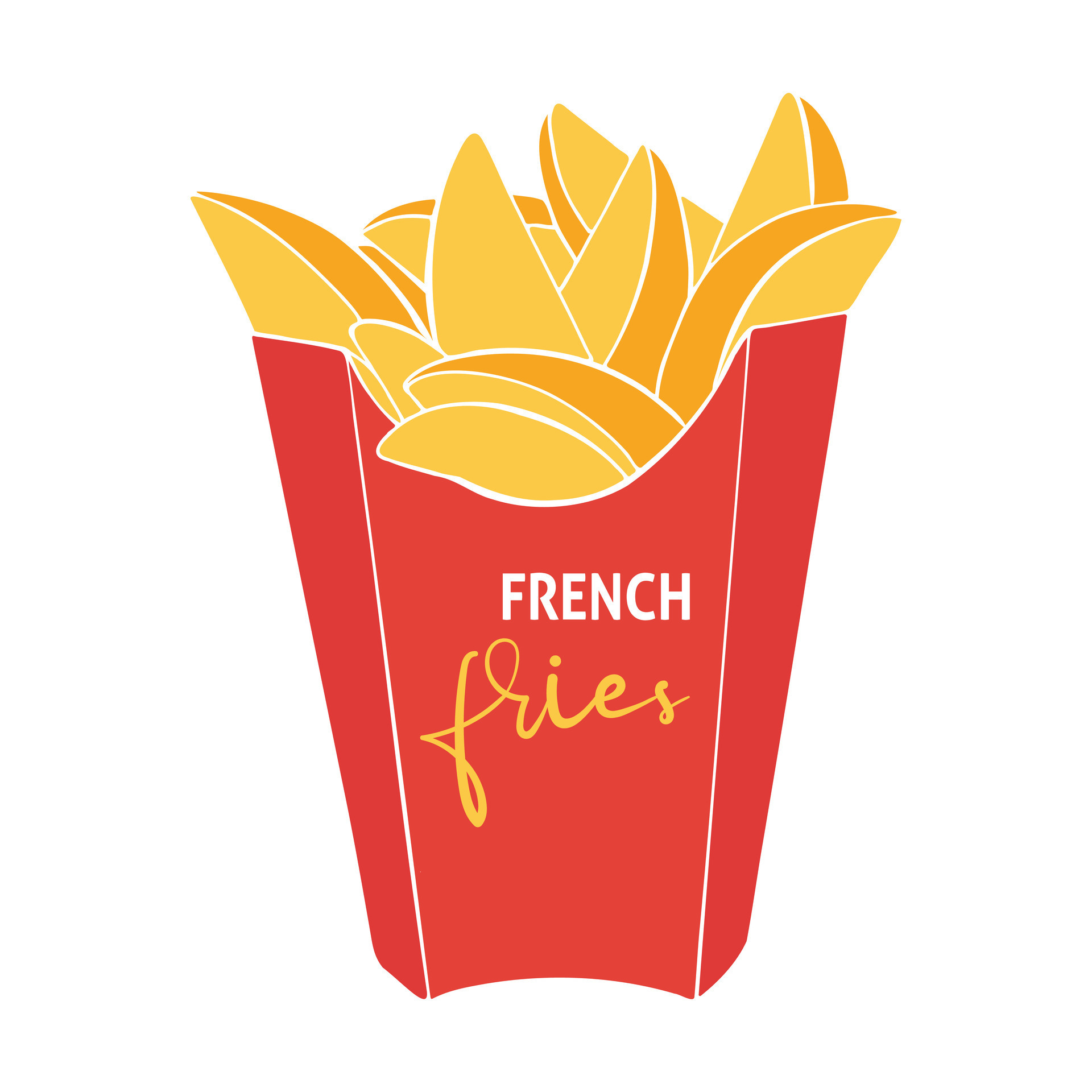 French Fries Potatoes Vector. Fast Food Icons Potato. Full Paper