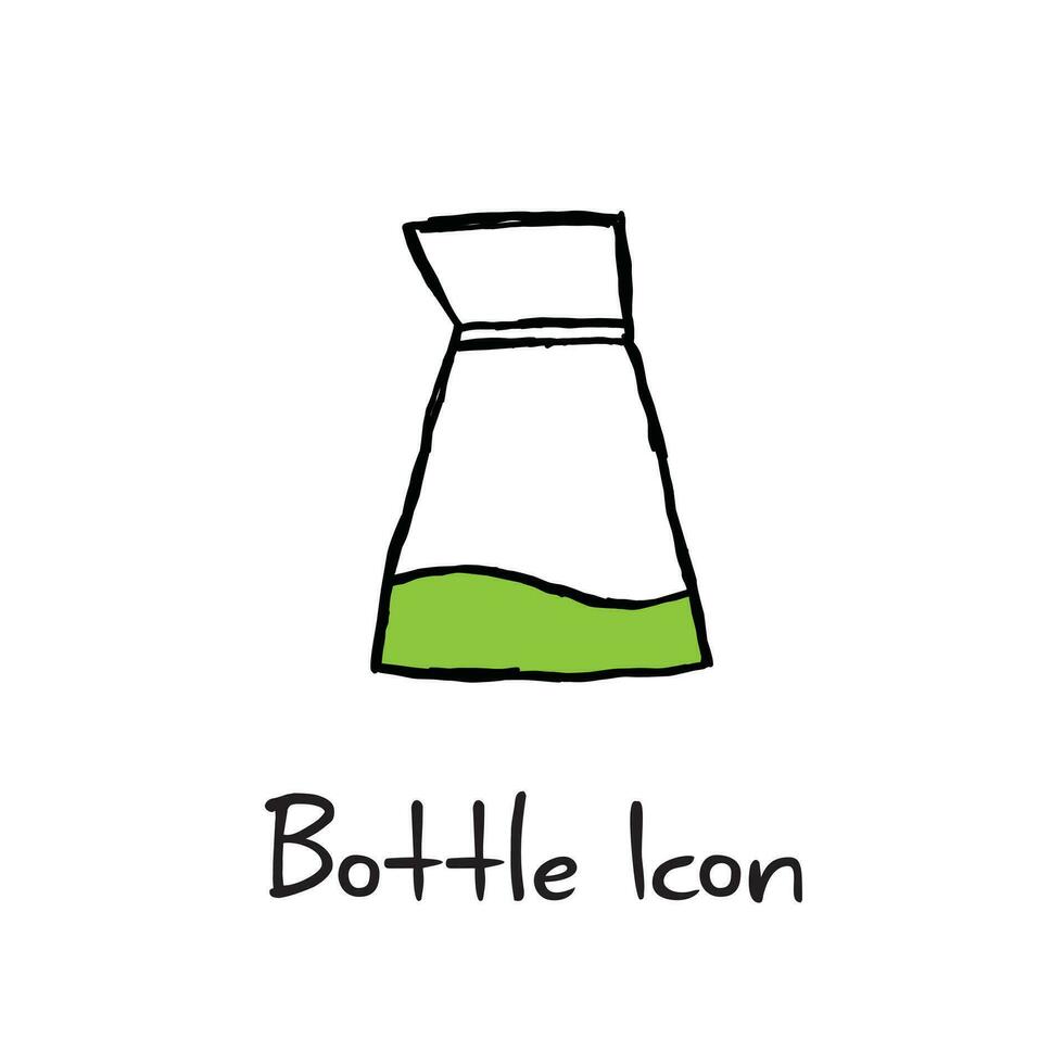 hand drawn bottle icon design with yellow color and black outline vector