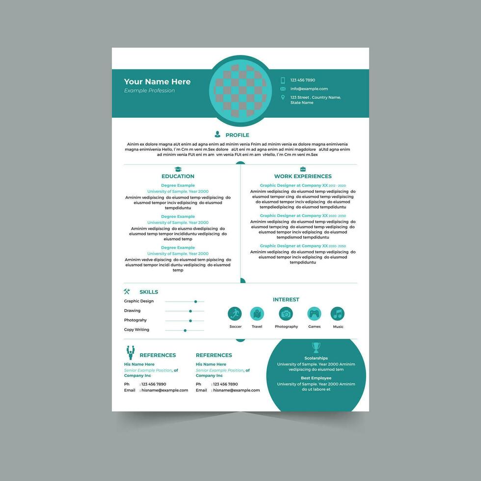 Minimalist resume design vector