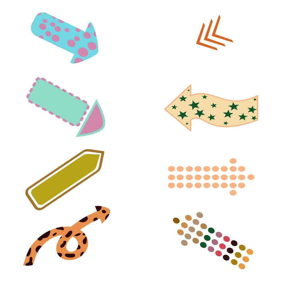 Cute Colorful Arrows Set Design Vector