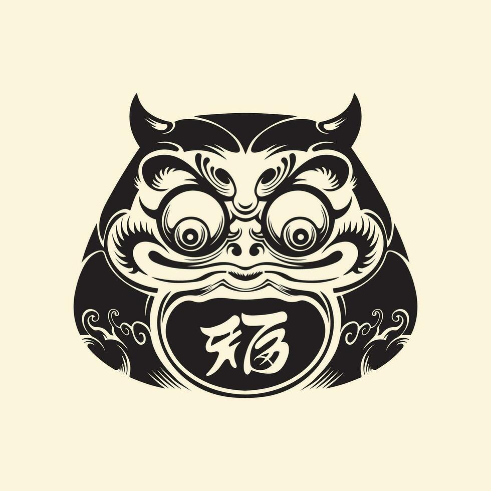 Daruma mask silhouette vector art