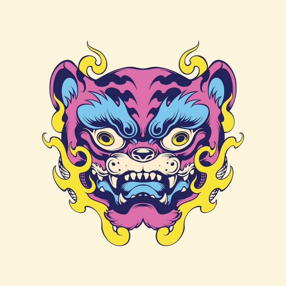 Tigre fuego máscara vector Arte