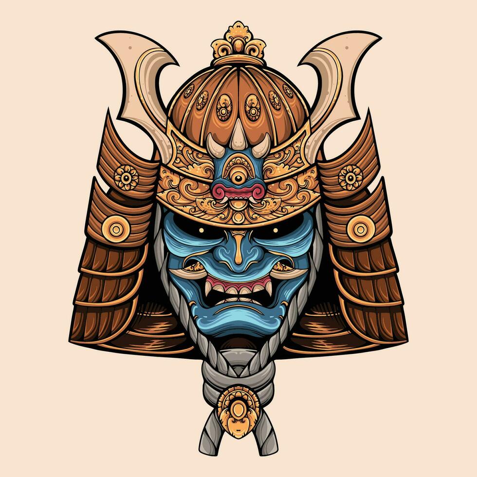 Japanese Oni mask ornament Bali vector