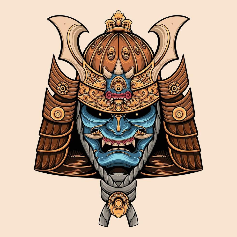 Japanese Oni mask ornament Bali vector