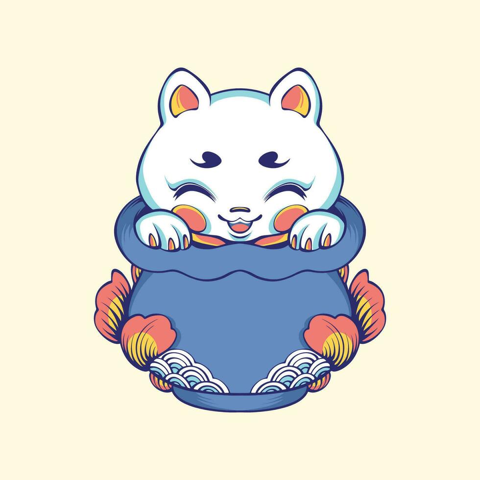 japonés linda gato vector Arte