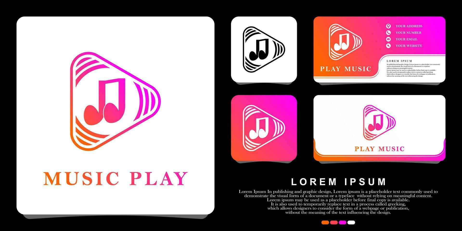 música logo, jugar música logo vistoso, diseño vector ilustración