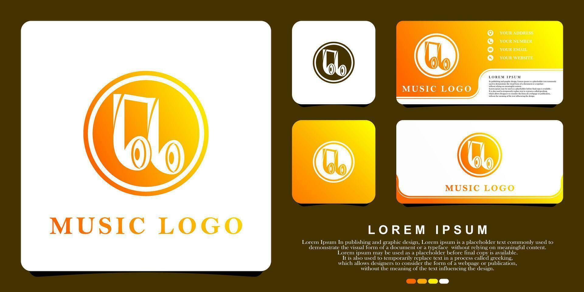 Music logo, play music logo yellow color, design vector illustration