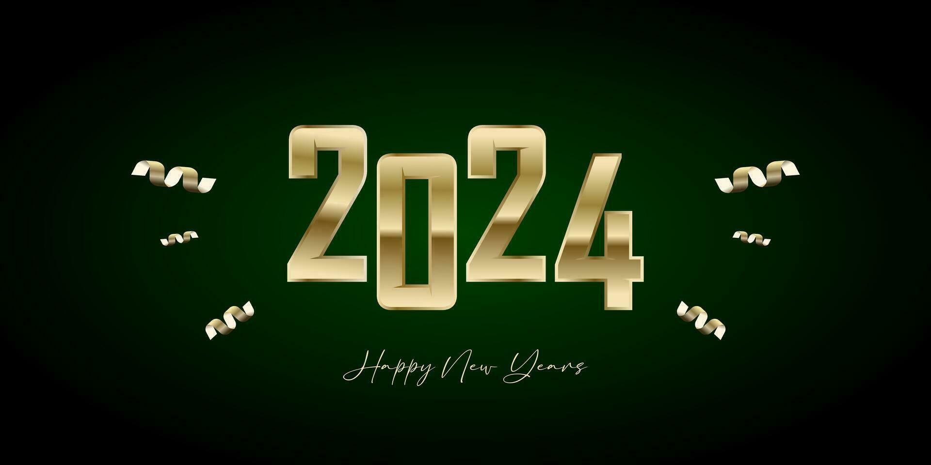 Happy new year 2024 green background. Vector illustration.