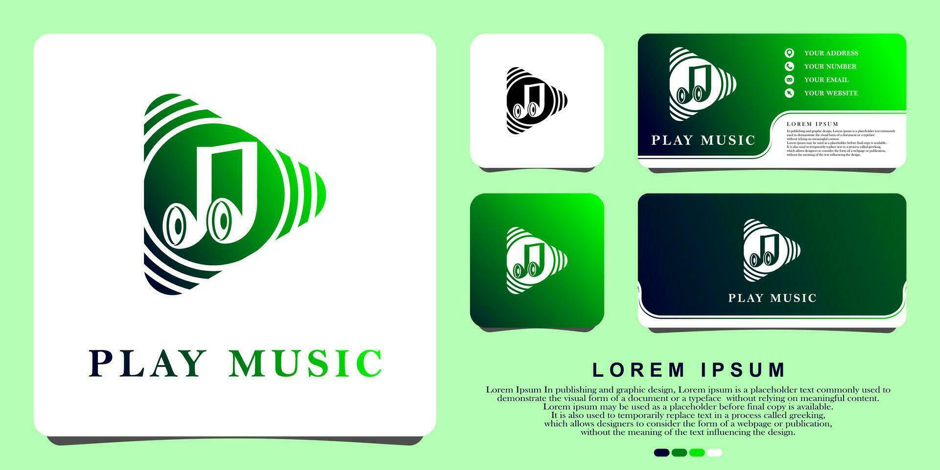 Music logo, play music logo green color, design vector illustration