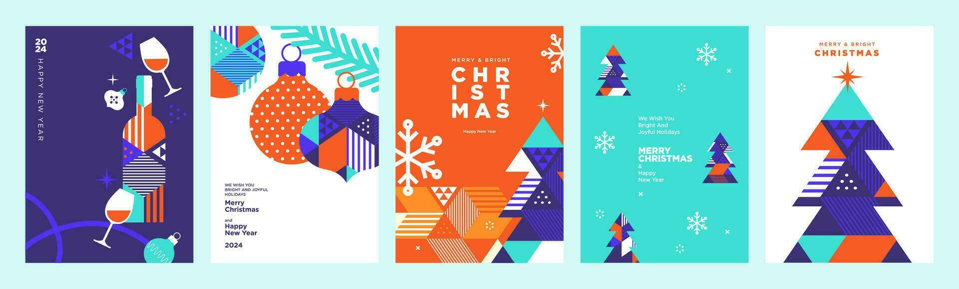 Merry Christmas and Happy New Year 2024 greeting cards. Vector illustration concepts for background, greeting card, party invitation card, website banner, social media banner, marketing material.