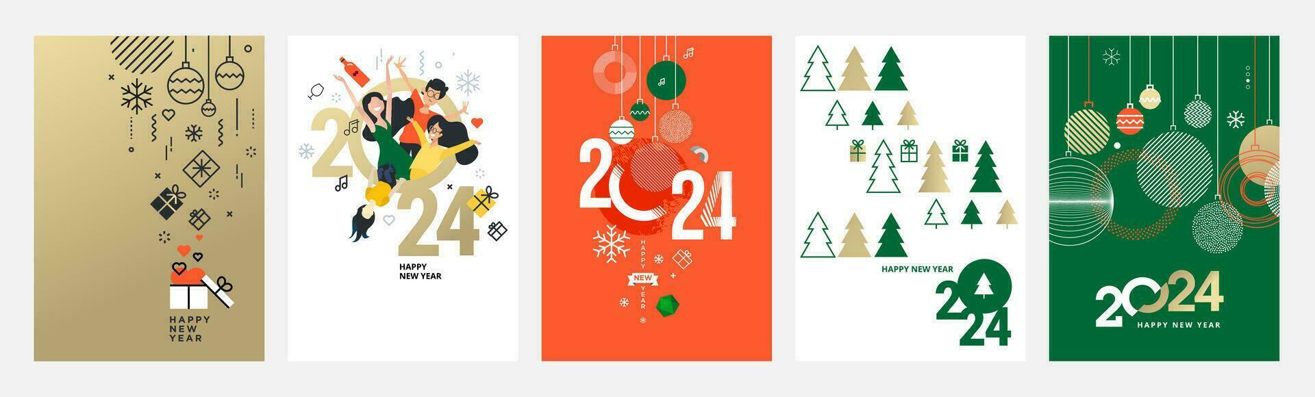 alegre Navidad y contento nuevo año 2024 saludo tarjetas vector ilustración conceptos para fondo, saludo tarjeta, fiesta invitación tarjeta, sitio web bandera, social medios de comunicación bandera, márketing material.