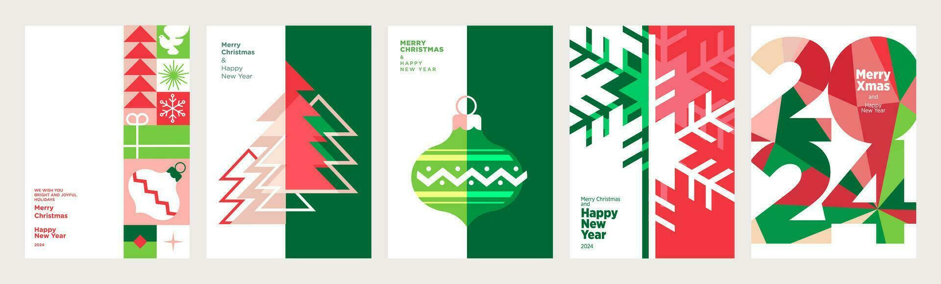 conjunto de Navidad y nuevo año 2024 saludo tarjetas vector ilustración conceptos para gráfico y web diseño, social medios de comunicación bandera, márketing material.