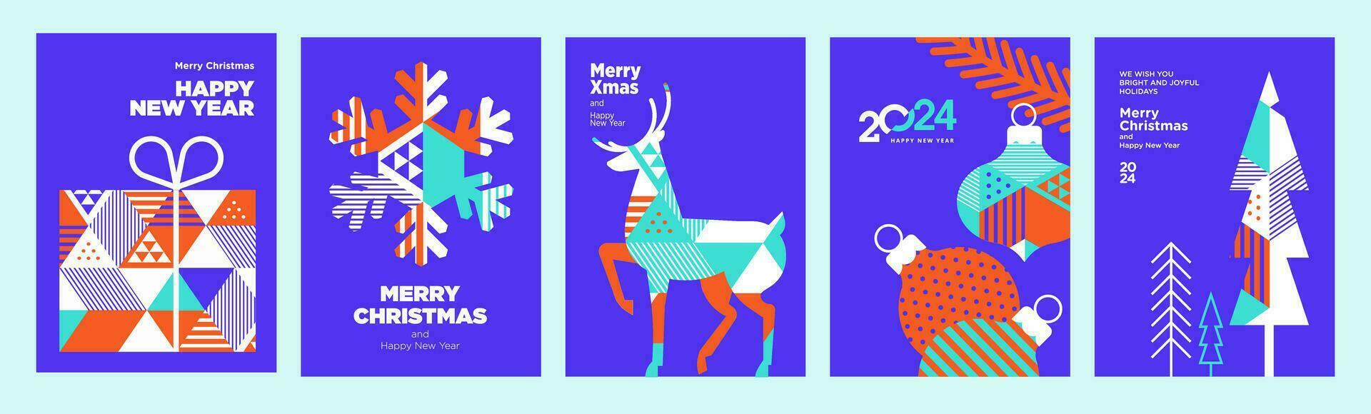 Merry Christmas and Happy New Year 2024 greeting cards. Vector illustration concepts for background, greeting card, party invitation card, website banner, social media banner, marketing material.