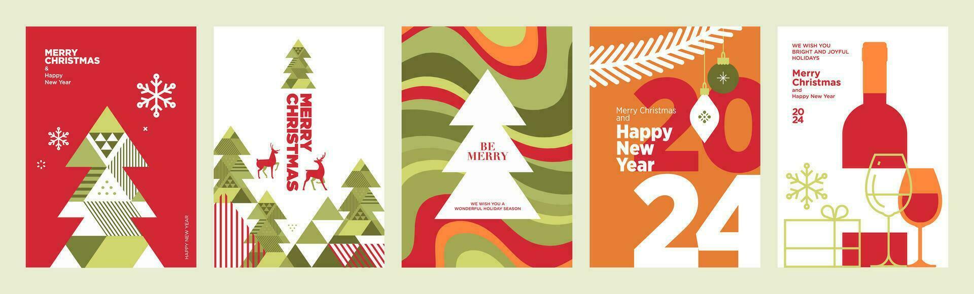 alegre Navidad y contento nuevo año 2024 saludo tarjetas vector ilustración conceptos para fondo, saludo tarjeta, fiesta invitación tarjeta, sitio web bandera, social medios de comunicación bandera, márketing material.
