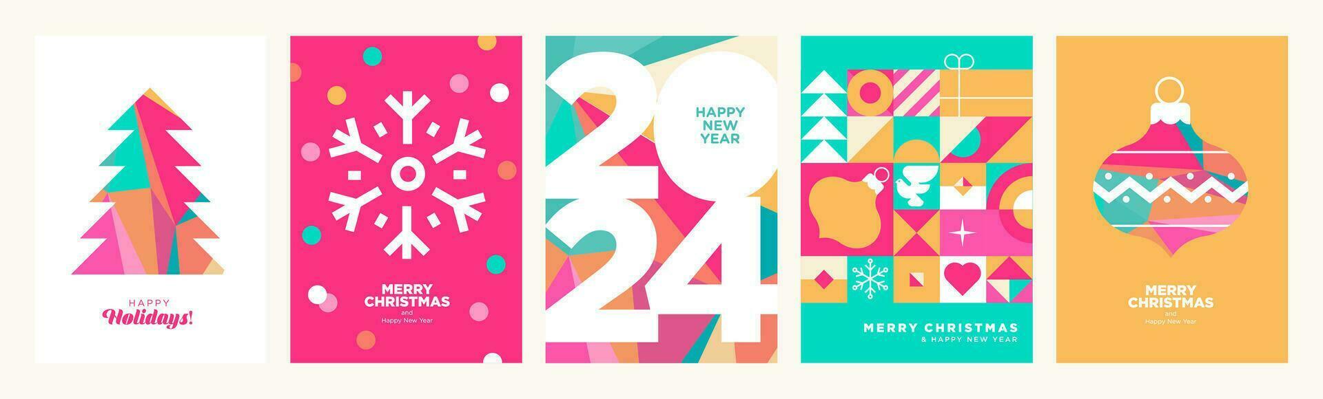 Merry Christmas and Happy New Year 2024 greeting cards. Vector illustration concepts for background, greeting card, party invitation card, website banner, social media banner, marketing material.