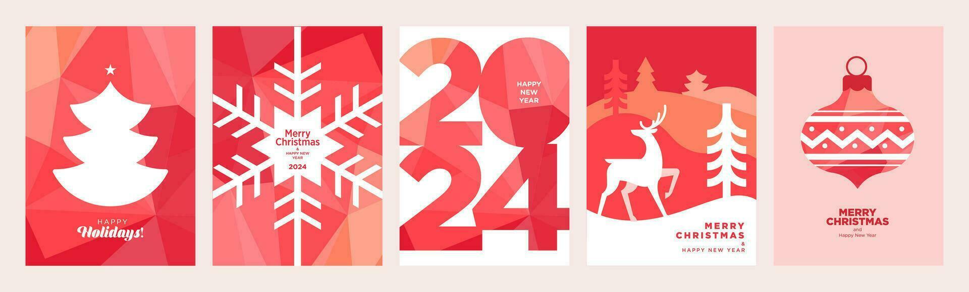 conjunto de Navidad y nuevo año 2024 saludo tarjetas vector ilustración conceptos para gráfico y web diseño, social medios de comunicación bandera, márketing material.