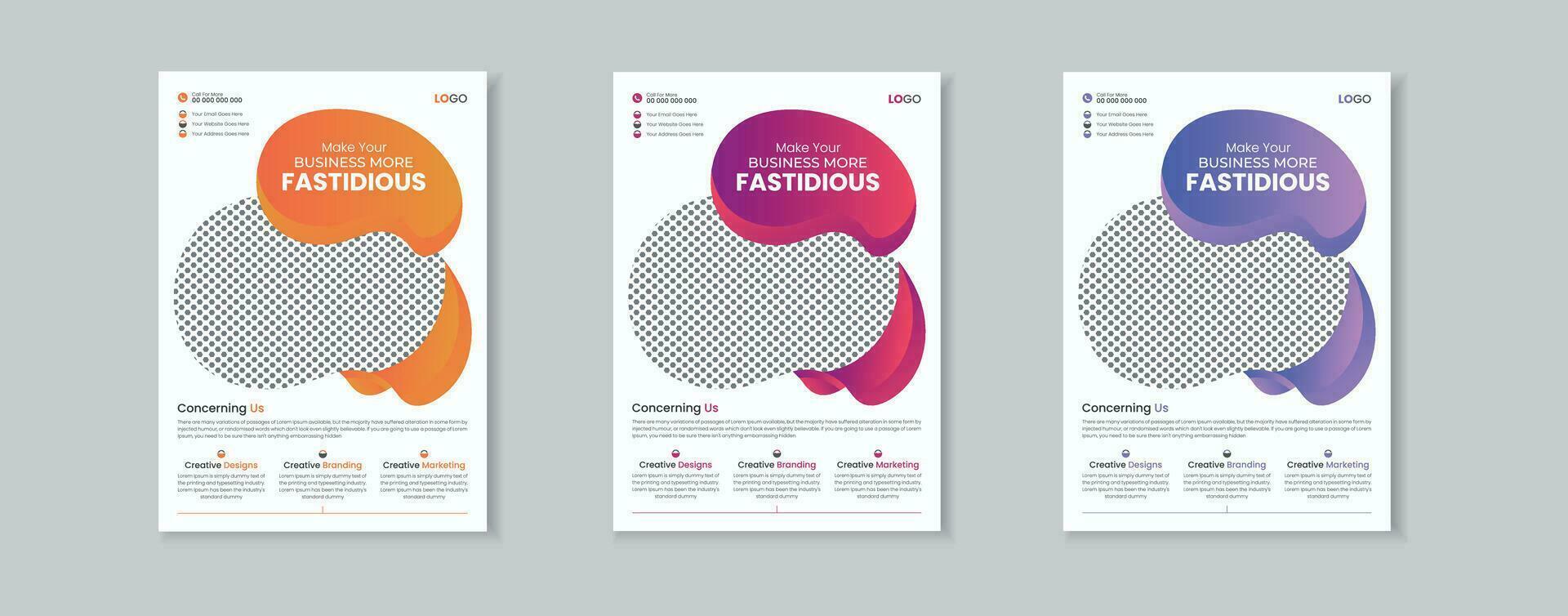 Corporate creative colorful business flyer template design set, abstract business flyer, vector template design