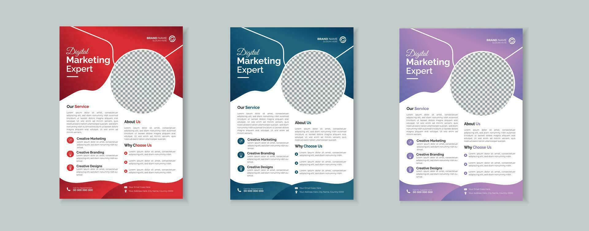 Corporate Company Marketing Flyer Bundle Design vector