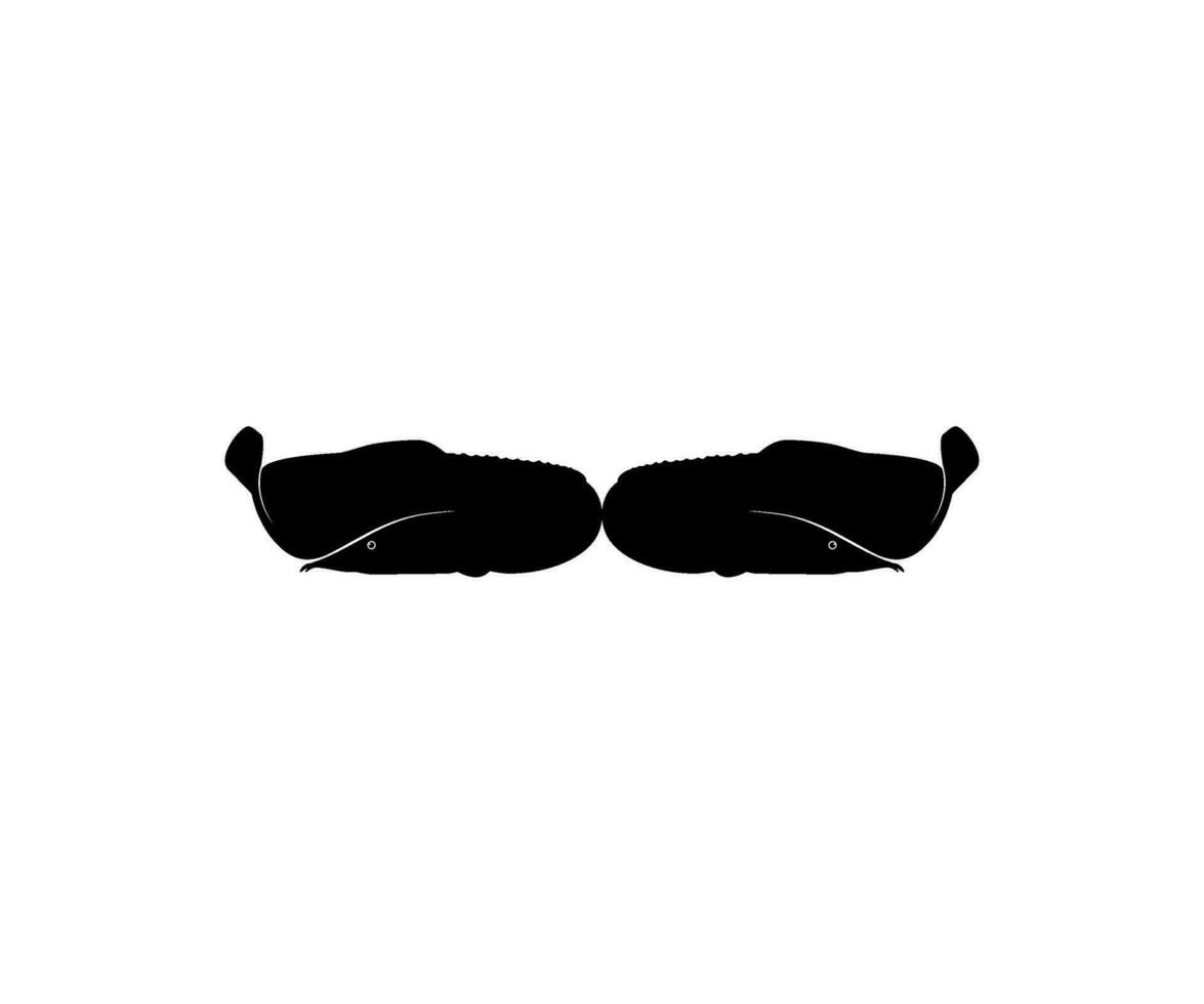 Silhouette of the fire eel, Mastacembelus erythrotaenia, is a relatively large species of spiny eel, can use for art Illustration, logo type, pictogram, website, or graphic design element. Vector