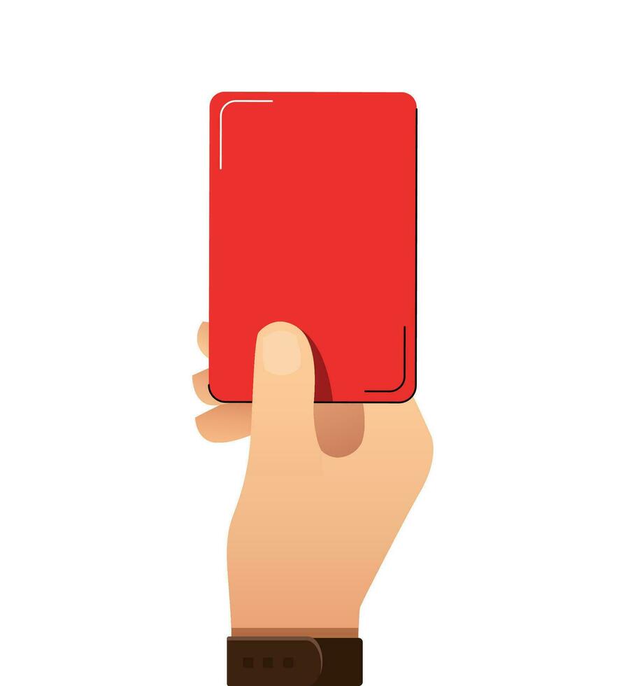 fútbol, árbitros mano con rojo tarjeta vector ilustración
