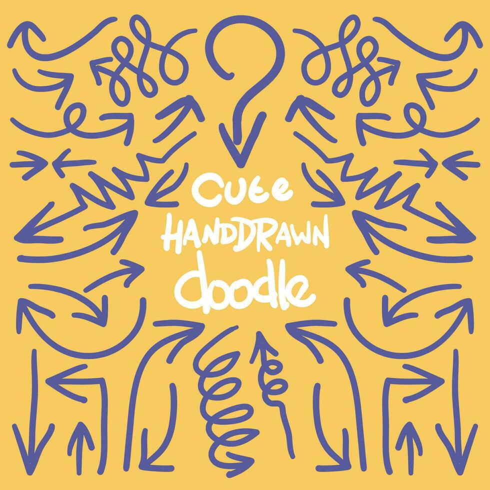 Cute Hand Drawn Doodle Sketchy Arrow Element vector