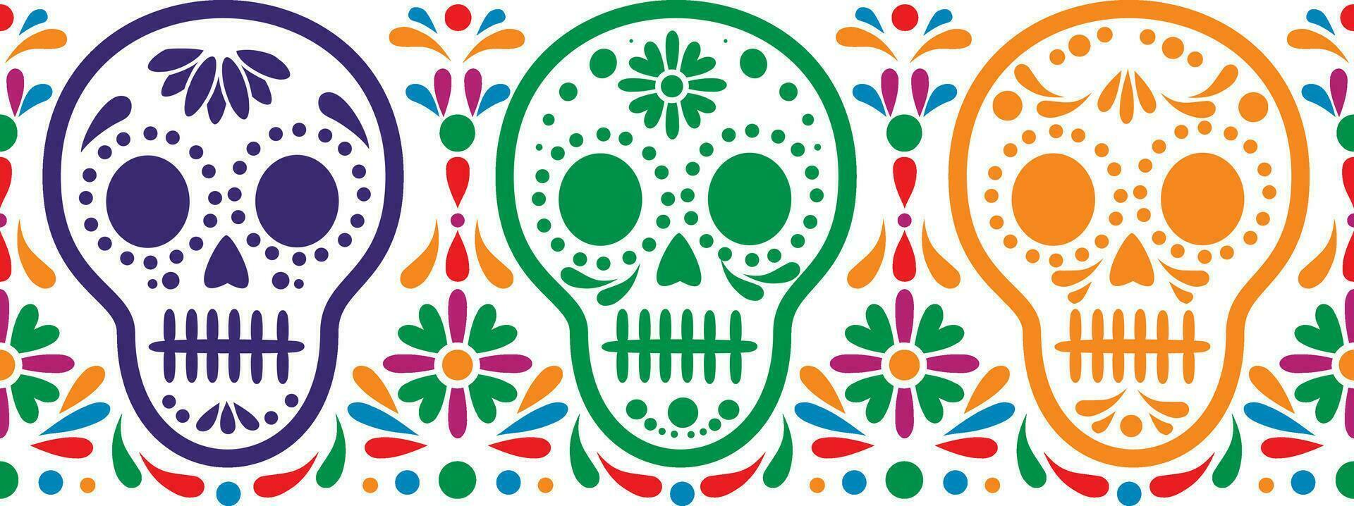 set mexican sugar skull vector