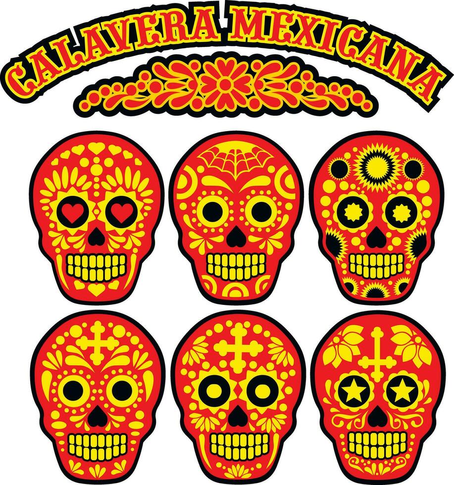 set mexican sugar skull vector