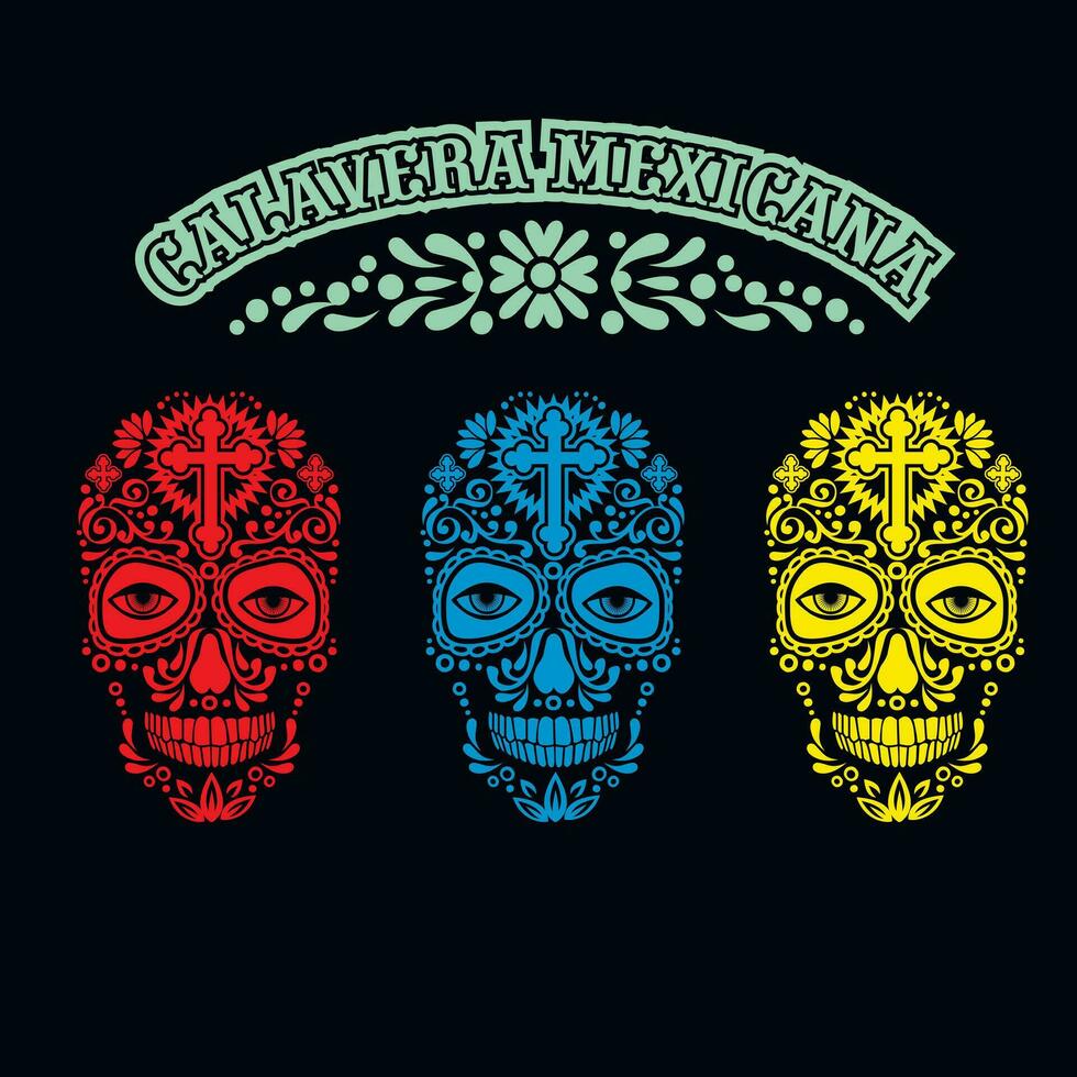 set mexican sugar skull vector