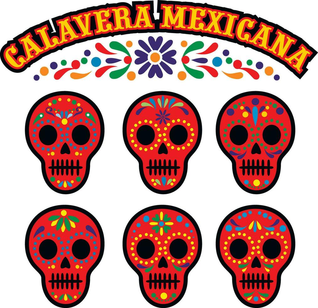 conjunto mexicano azúcar cráneo vector