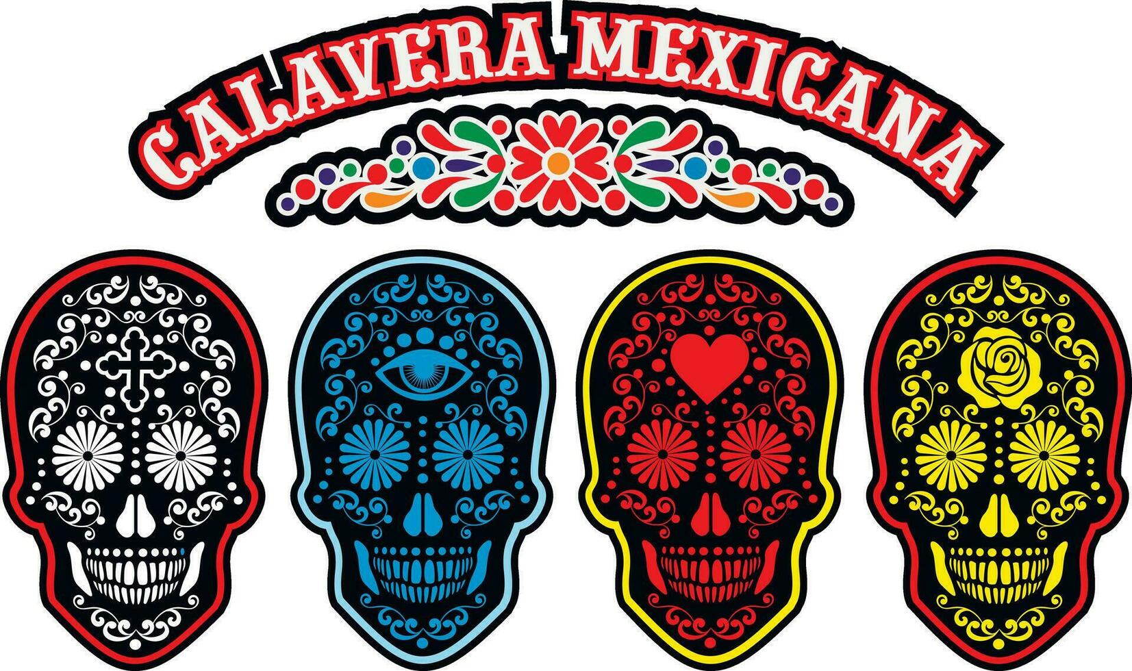 set mexican sugar skull vector