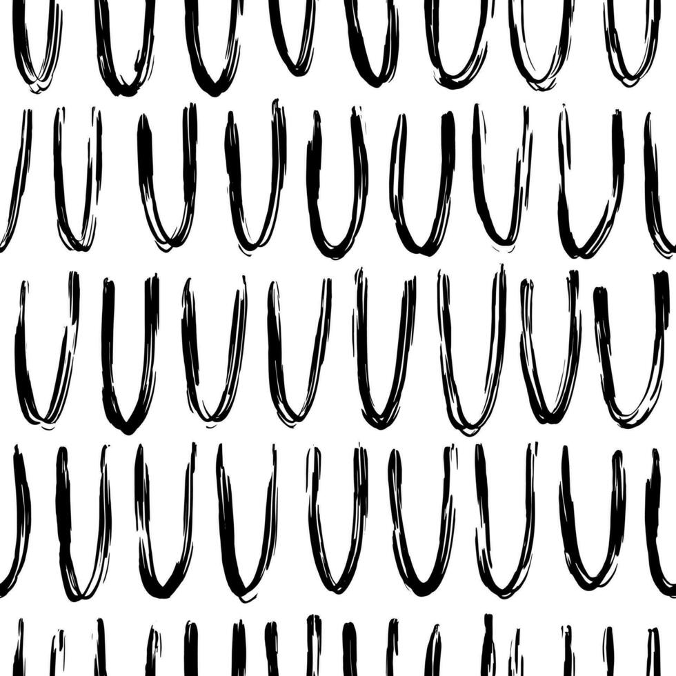 Aesthetic Contemporary printable seamless pattern with abstract line, dot, shape brush stroke in black and white colors. Boho background in minimalist style vector Illustration for wallpaper fabric