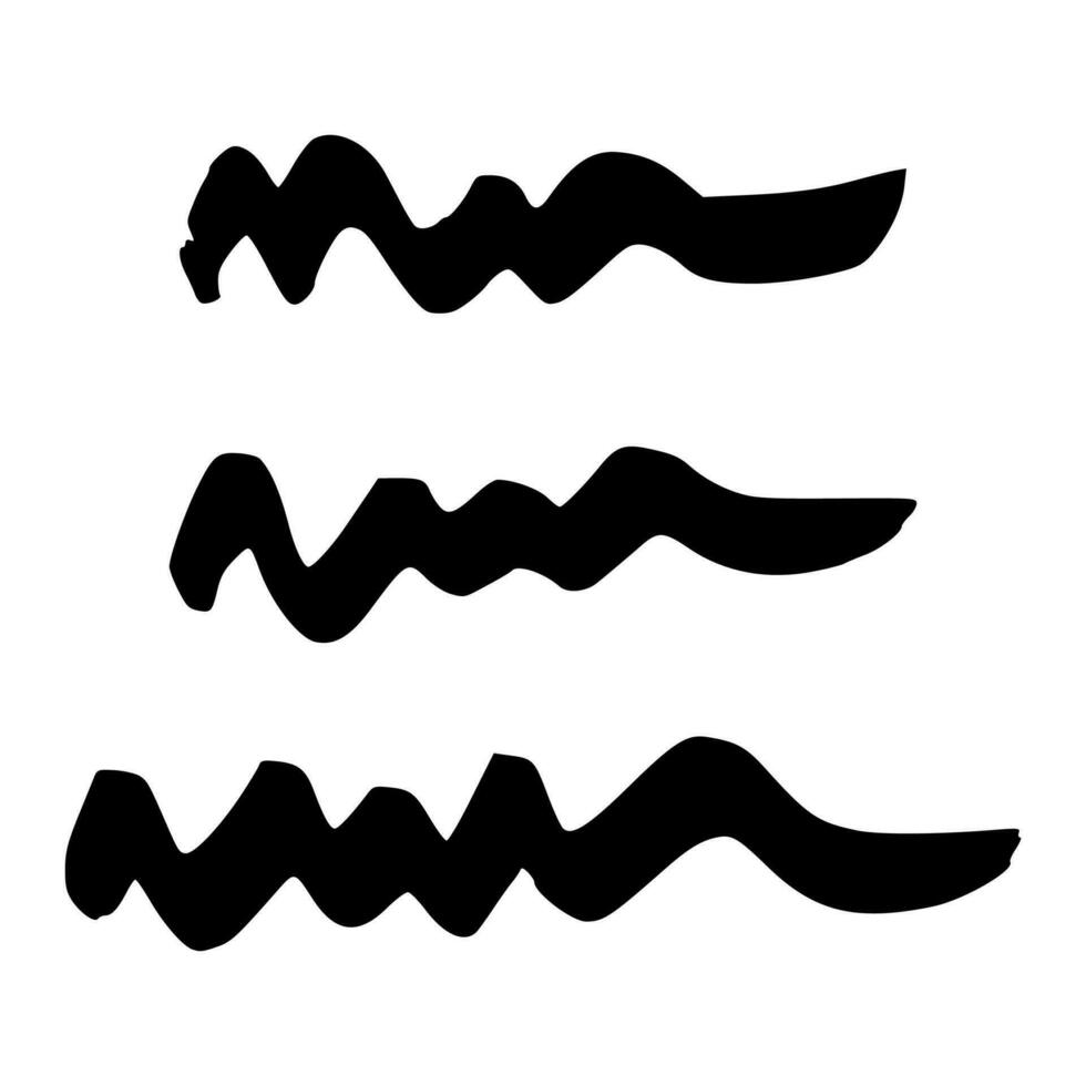 Black wavy grunge brush strokes vector