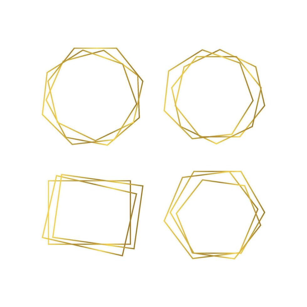 marco poligonal geométrico dorado vector
