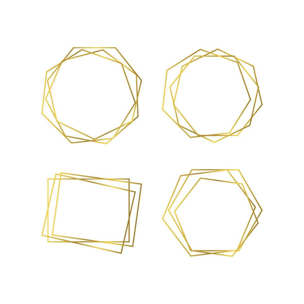 Gold geometric polygonal frame vector