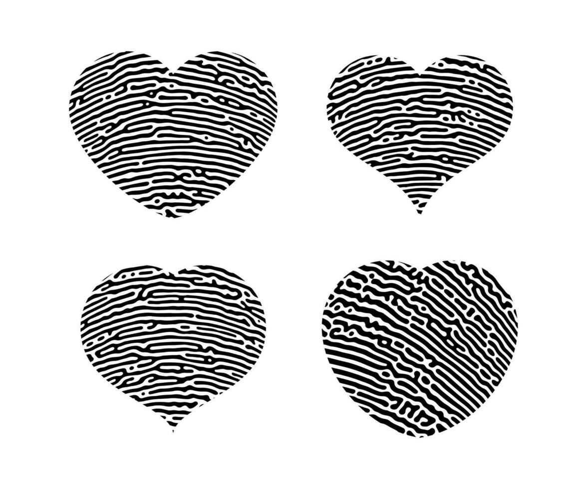 Fingerprint heart silhouette vector