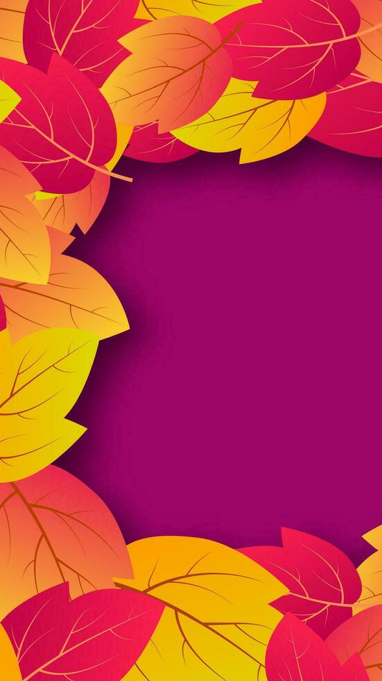 Autumn background with maple yellow leaves and place for text.  Stories banner design for fall season banner or poster. Vector illustration