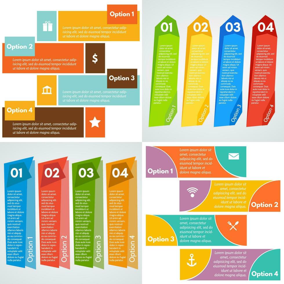 Set of four step by step infographic design template. Vector illustration