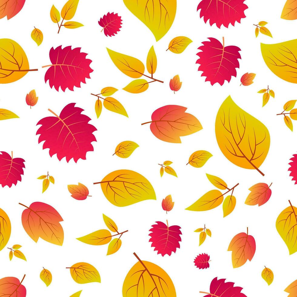 Autumn seamless background with maple colorful leaves. Design for fall season posters, wrapping papers and holidays decorations. Vector illustration