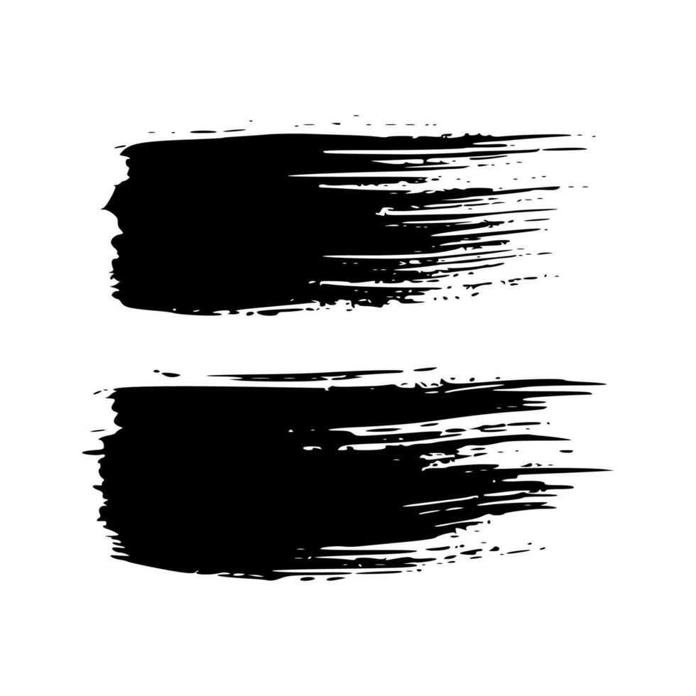 Set of black hand drawn brush strokes vector